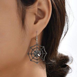 Halloween Gothic Spider Earrings Black Halloween Accessories Alloy Stud Earrings